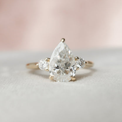 2.0 CT Pear Three Stone Moissanite Engagement Ring 1