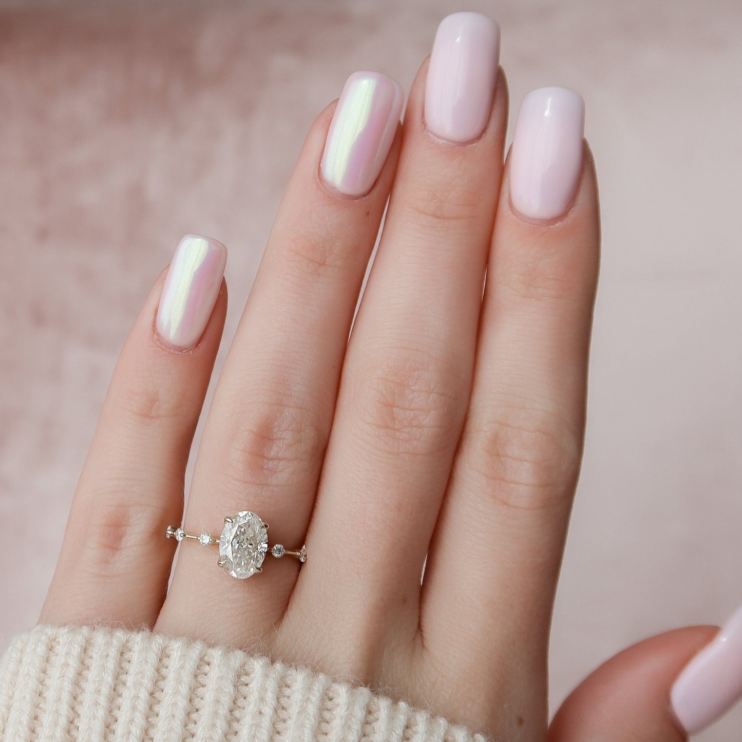 1.5 CT Oval Cut Dainty Pave Moissanite Engagement Ring 4