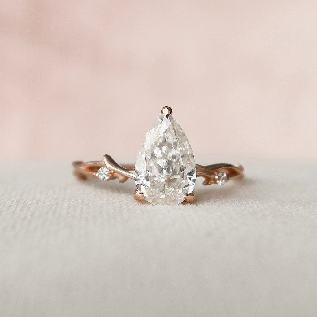 1.5 CT Pear Pave Twisted Moissanite Engagement Ring 3