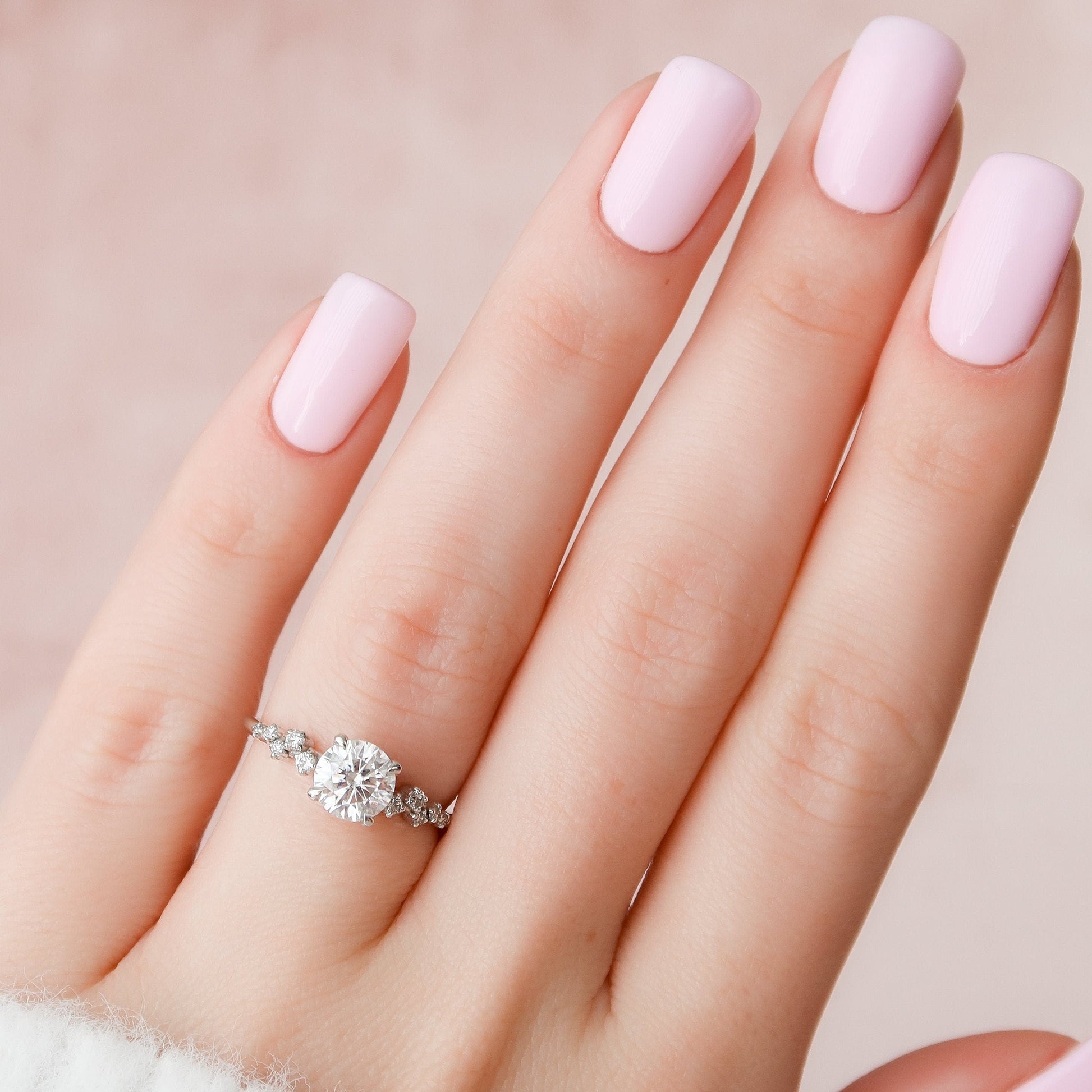 1.0 CT Round Cut Pave Moissanite Engagement Ring 1