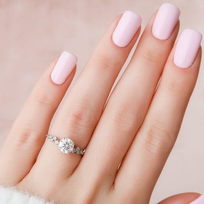 1.0 CT Round Cut Pave Moissanite Engagement Ring 1