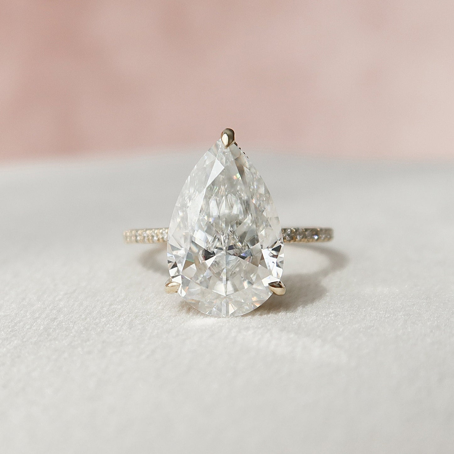 4.5 CT Pear Cut Hidden Halo Style  Moissanite Engagement Ring 3