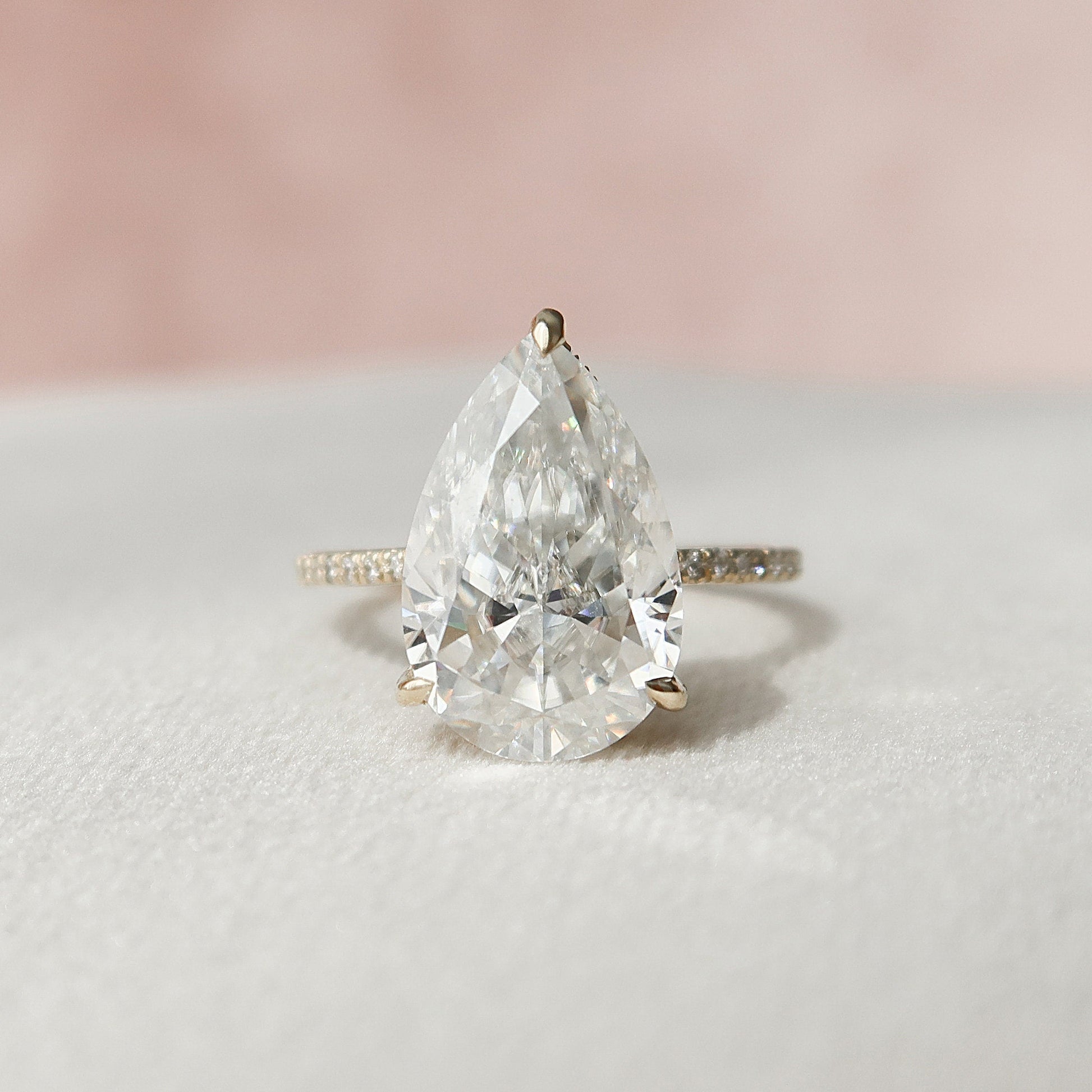 4.5 CT Pear Cut Hidden Halo Style  Moissanite Engagement Ring 3