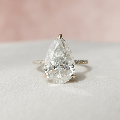 4.5 CT Pear Cut Hidden Halo Style  Moissanite Engagement Ring 3