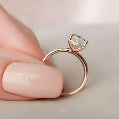 2.0 CT Oval Hidden Halo Moissanite Engagement Ring 7