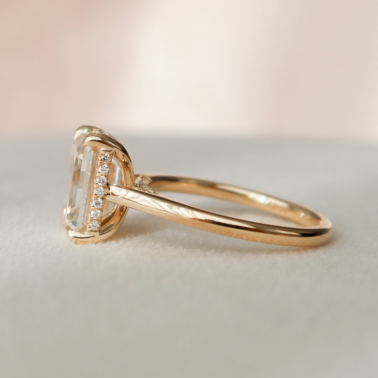 3.0 CT Emerald Cut Hidden Halo Moissanite Engagement Ring 5