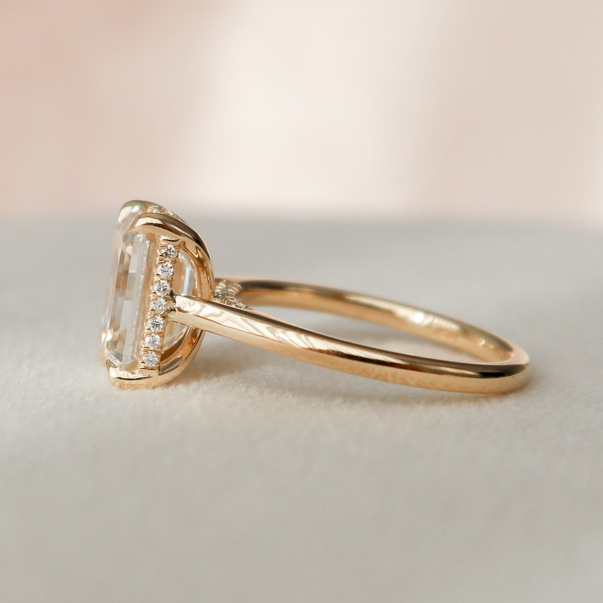 3.0 CT Emerald Cut Hidden Halo Moissanite Engagement Ring 5