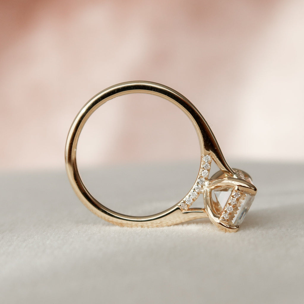 3.0 CT Emerald Cut Hidden Halo Moissanite Engagement Ring 8