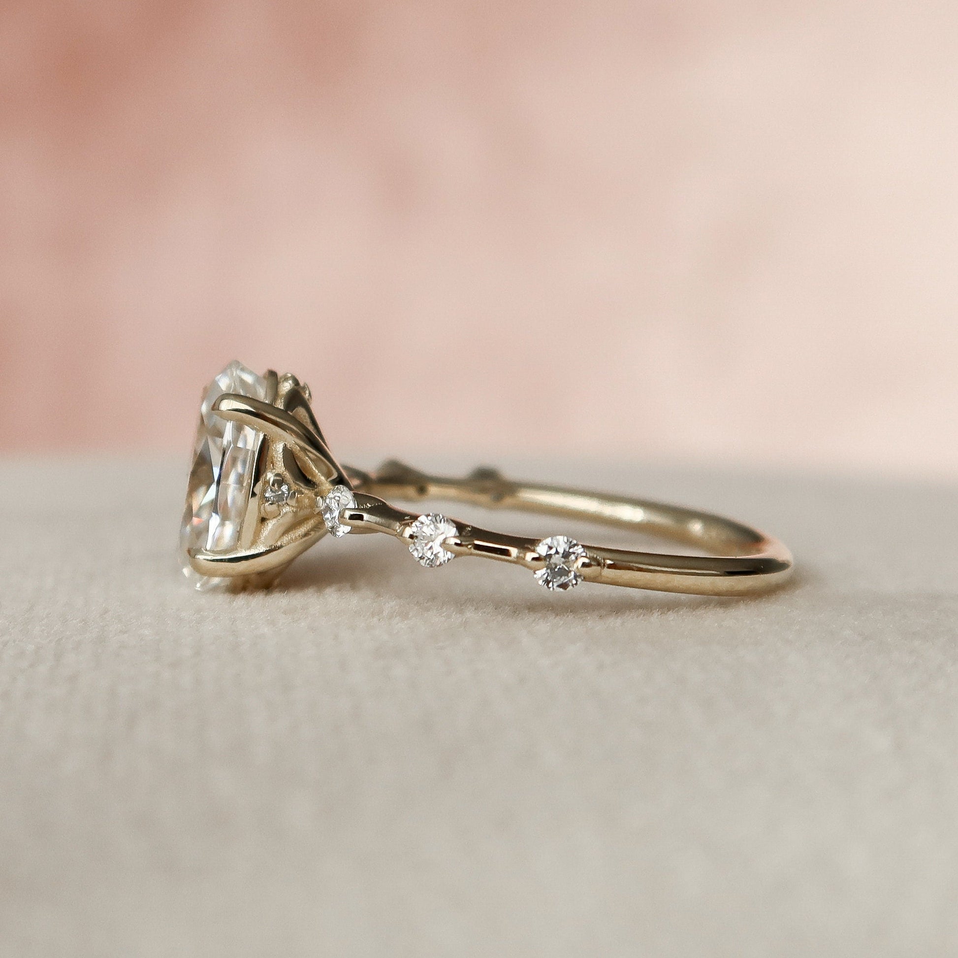 1.5 CT Oval Cut Dainty Pave Moissanite Engagement Ring 8