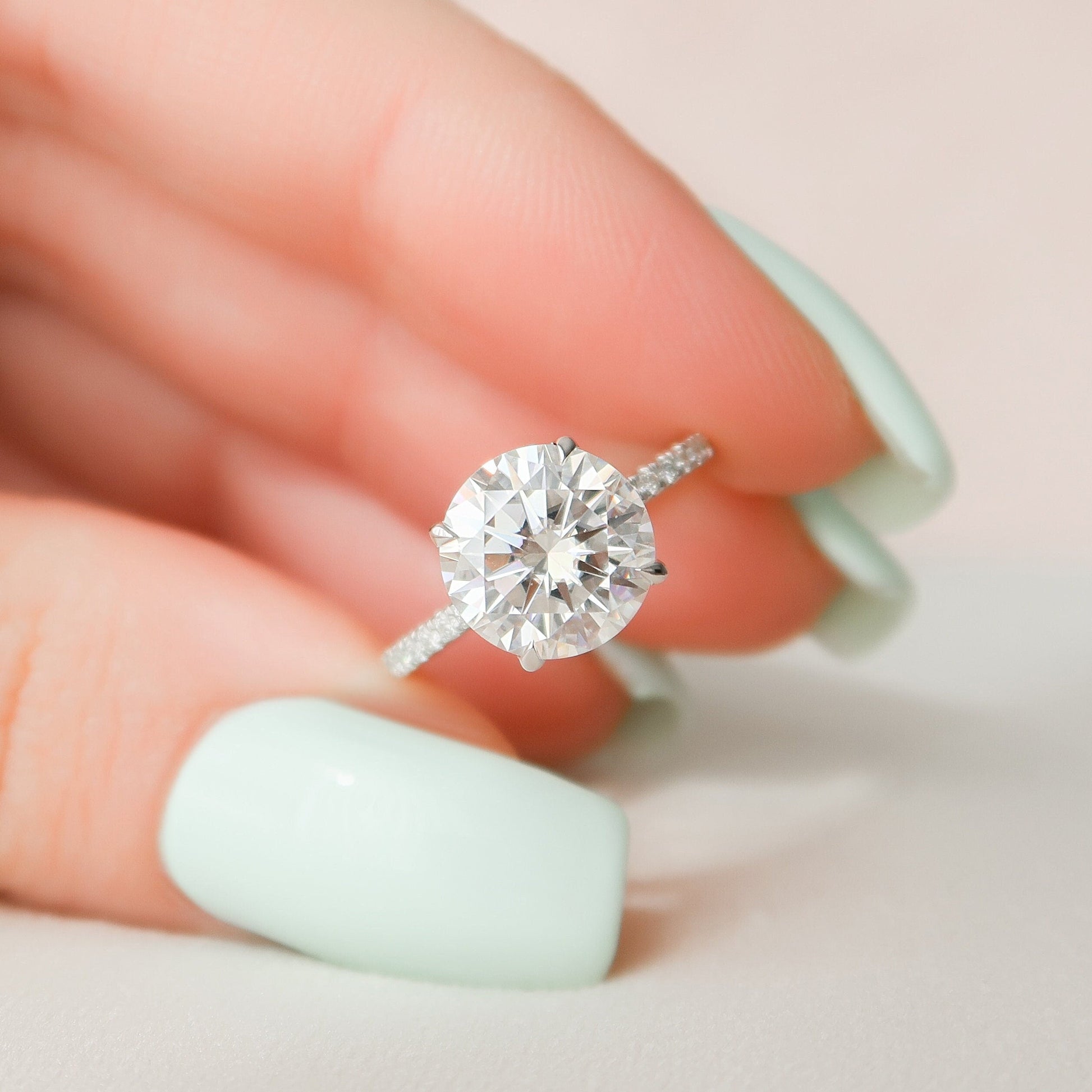 2.5 CT Round Pave Hidden Halo Setting Moissanite Engagement Ring 2