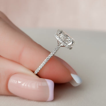 2.5 CT Oval Hidden Halo & Pave Setting Moissanite Engagement Ring 10
