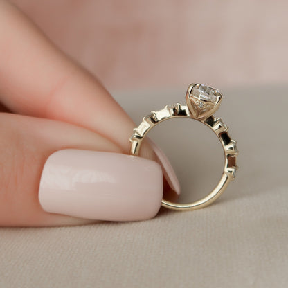 1.5 CT Oval Cut Dainty Pave Moissanite Engagement Ring 3