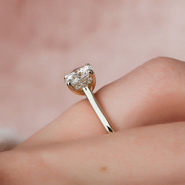 1.5 CT Round Hidden Halo Moissanite Engagement Ring With Diamond Bridge Setting 10