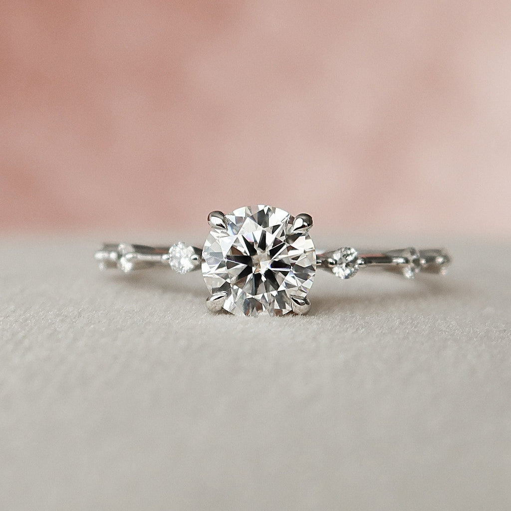 1.0 CT Round Dainty Pave Moissanite Engagement Ring 5