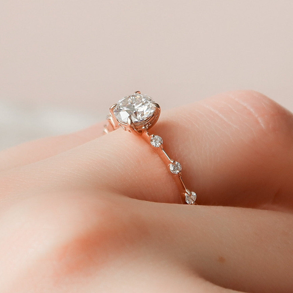 1.0 CT Round Dainty Pave Moissanite Engagement Ring 8