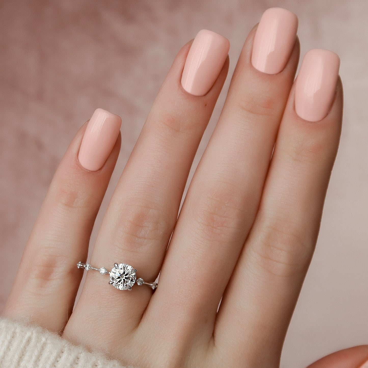 1.0 CT Round Dainty Pave Moissanite Engagement Ring 10