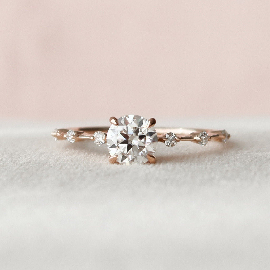 1.0 CT Round Dainty Pave Moissanite Engagement Ring 7