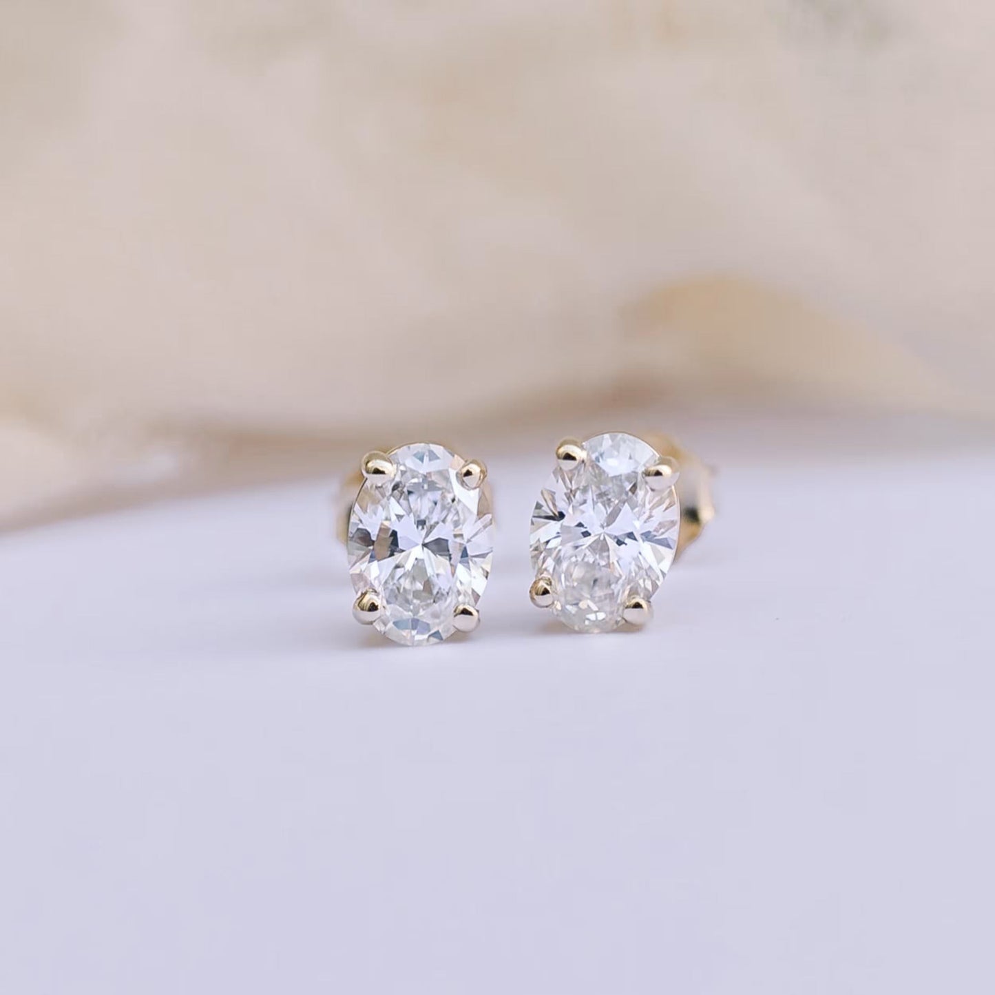 1.50 TCW Oval Shape Moissanite Stud Earrings in Gold 2