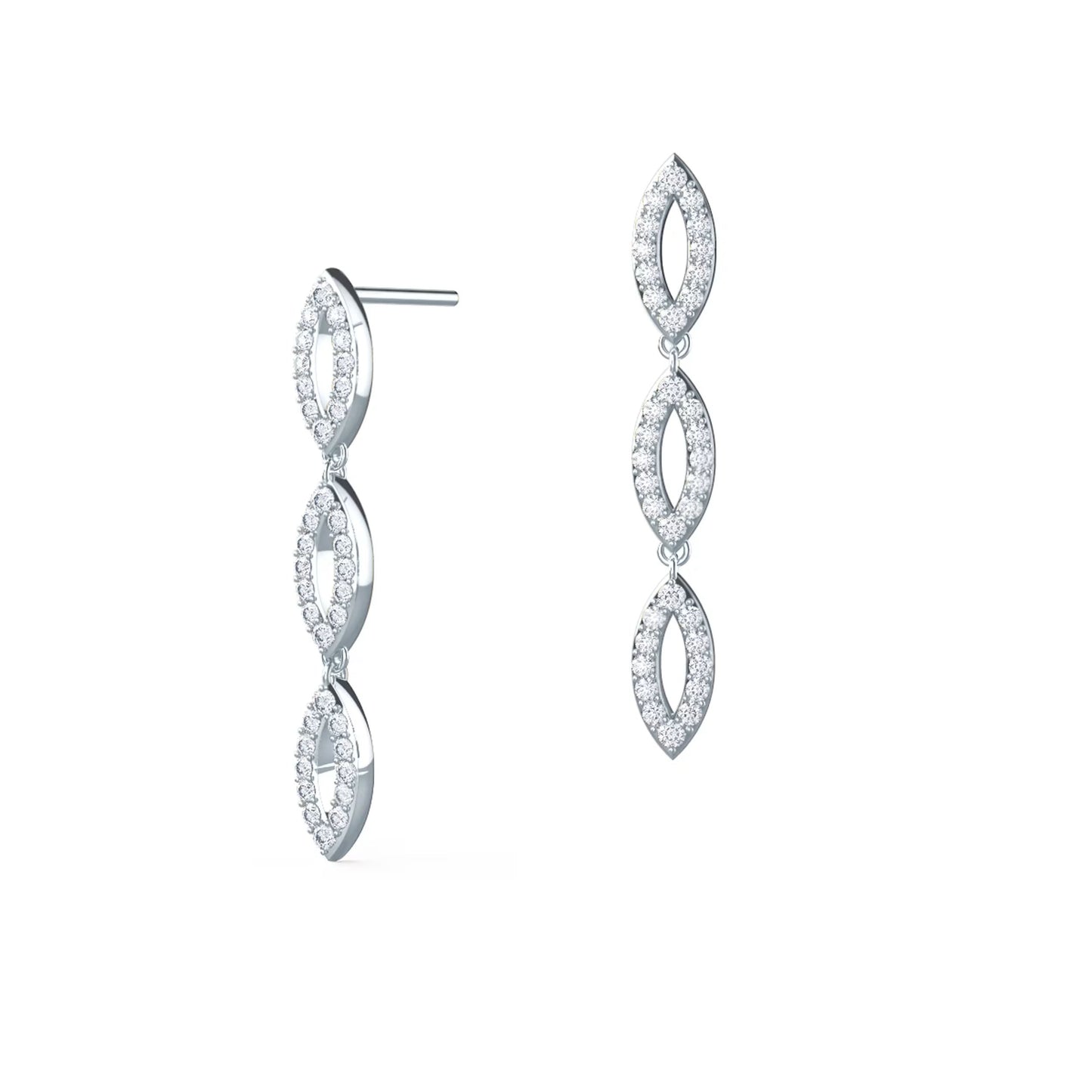 1.0 TCW Round Cut Moissanite Three Drop Earrings in Gold 4
