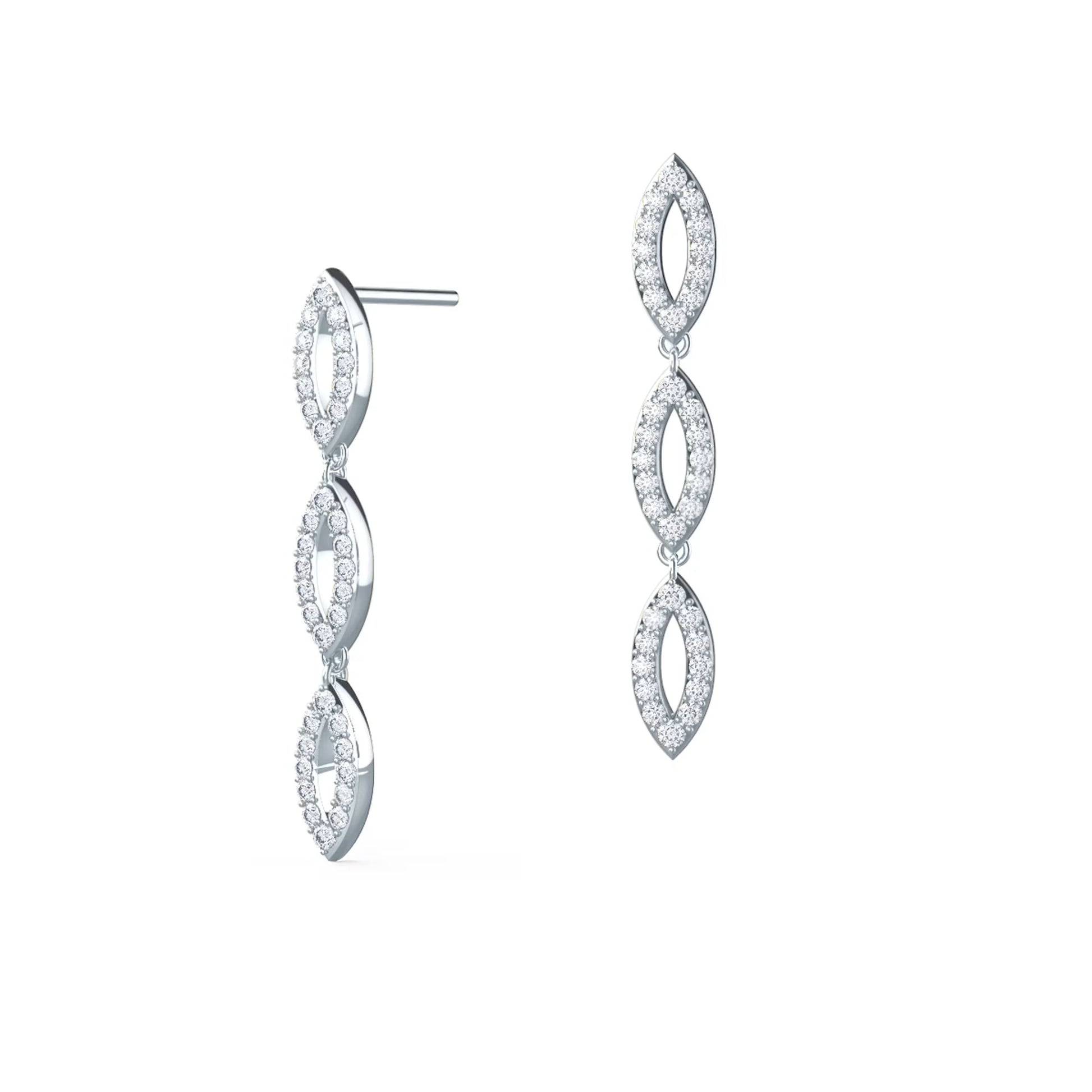 1.0 TCW Round Cut Moissanite Three Drop Earrings in Gold 4