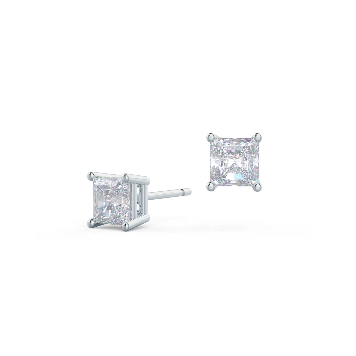 1.50 TCW Princess Shape Moissanite Stud Earrings in Gold 3