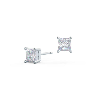 1.50 TCW Princess Shape Moissanite Stud Earrings in Gold 3
